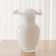 Tulip White 22.5cm Glass Vase