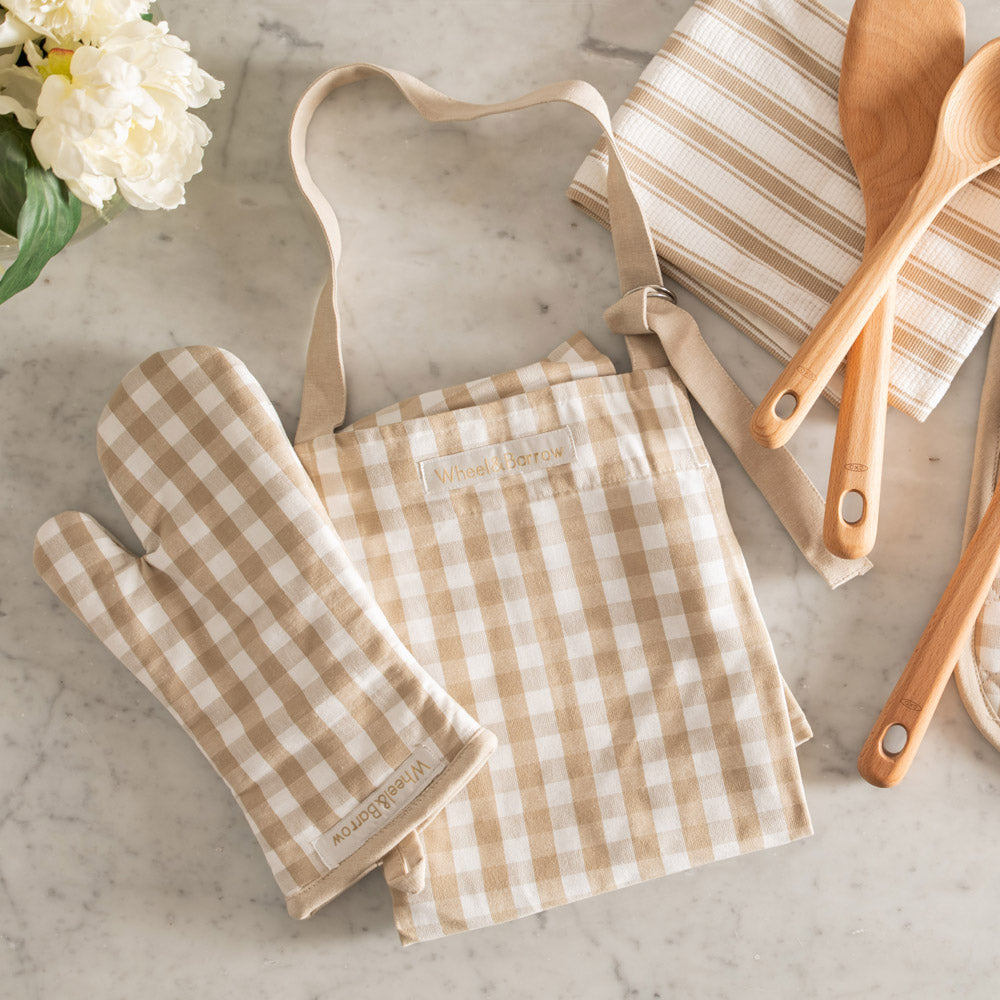 APRON Beige Gingham 70x90cm
