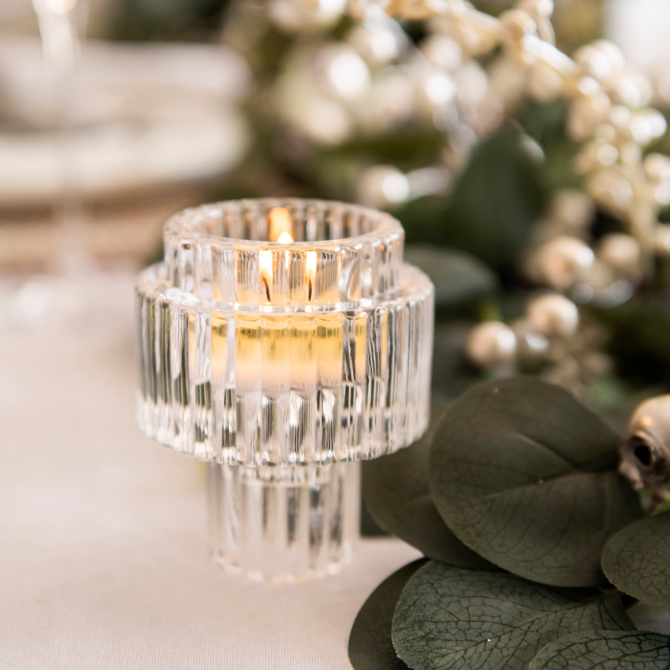 Glass Candle Holder Black