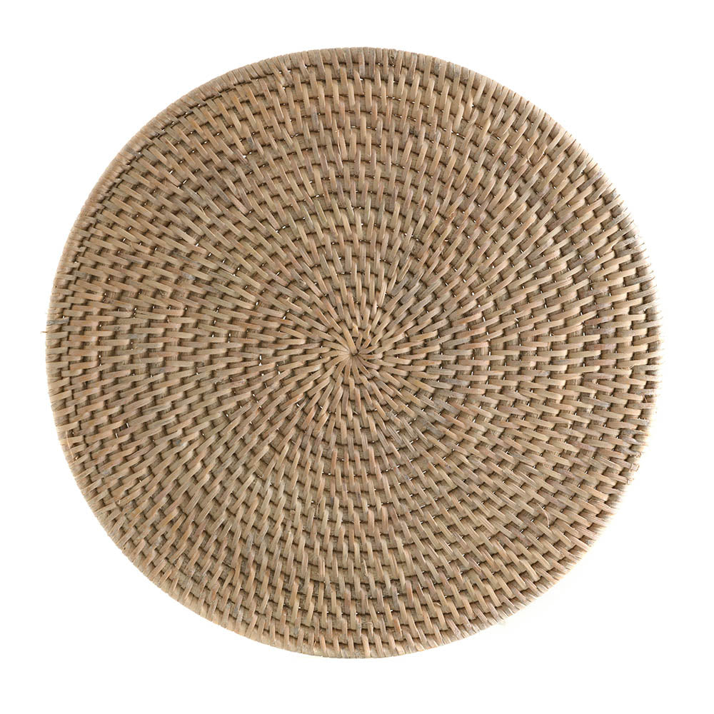 Placemat Round Rattan White Wash 35cm