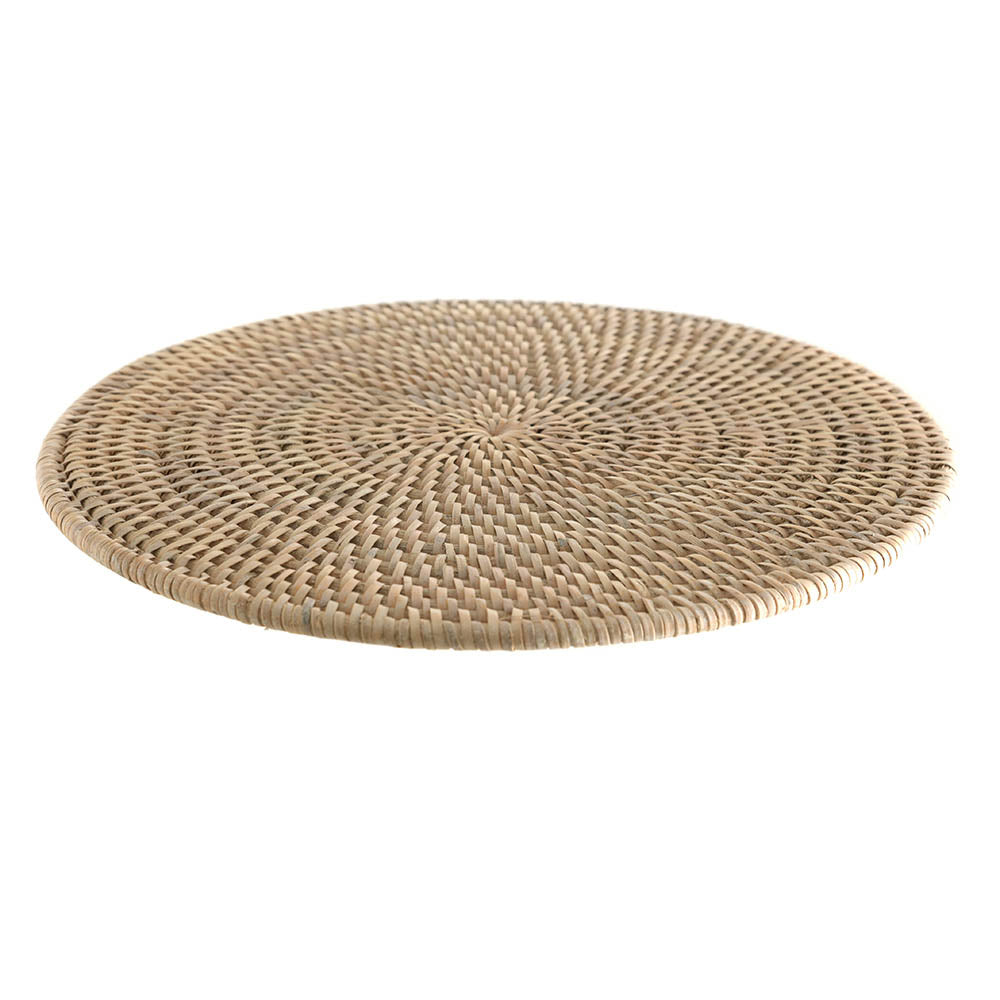 PLACEMAT Round Rattan White Wash 35cm - Wheel&Barrow Home
