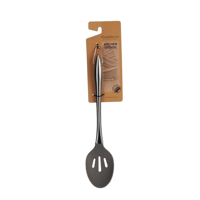 SLOTTED SPOON Silicon Grey with Stainless Steel Handle 31x6.5cm - Wheel&Barrow Home