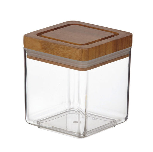 CANISTER Acrylic Square with Bamboo Lid 1 Litre - Wheel&Barrow Home