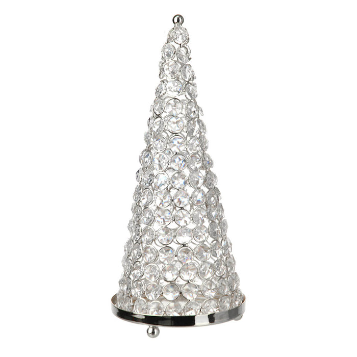 XMAS CONE Silver Nickel with Clear Crystals Medium - Wheel&Barrow Home