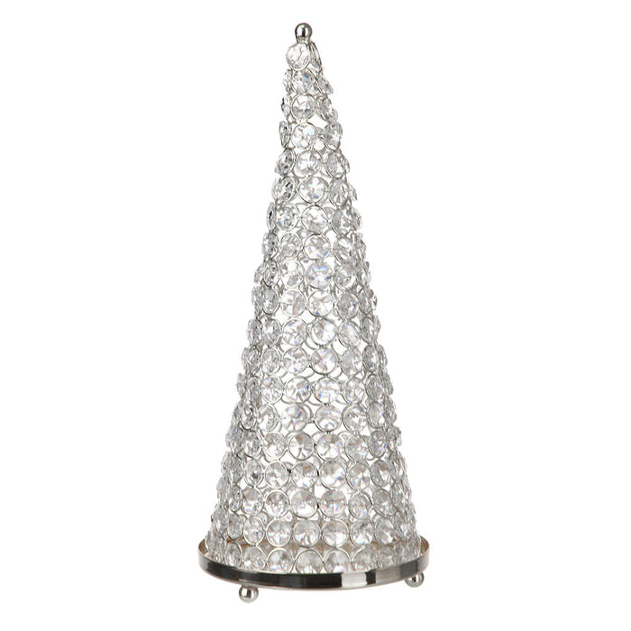XMAS CONE Silver Nickel with Clear Crystals Large - Wheel&Barrow Home