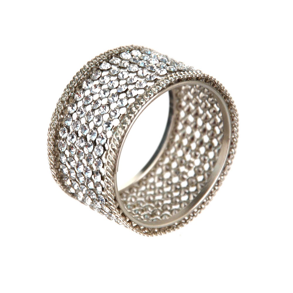 NAPKIN RING Crystal 5 Row Set/4 Boxed Nickel Plated - Wheel&Barrow Home