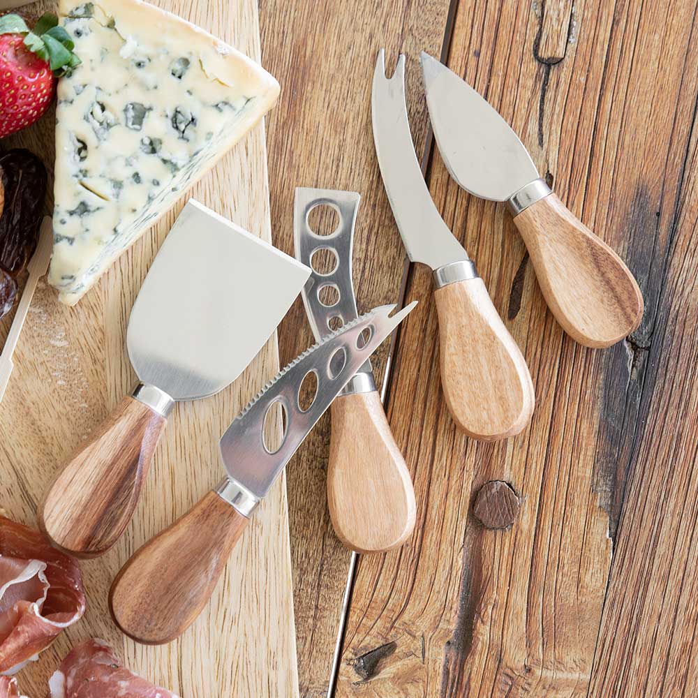 CHEESE KNIFE SET/5 Acacia Wood - Wheel&Barrow Home
