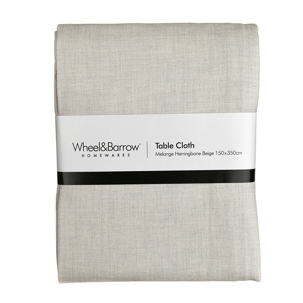 TABLECLOTH Melange Herringbone Beige 150x350cm - Wheel&Barrow Home