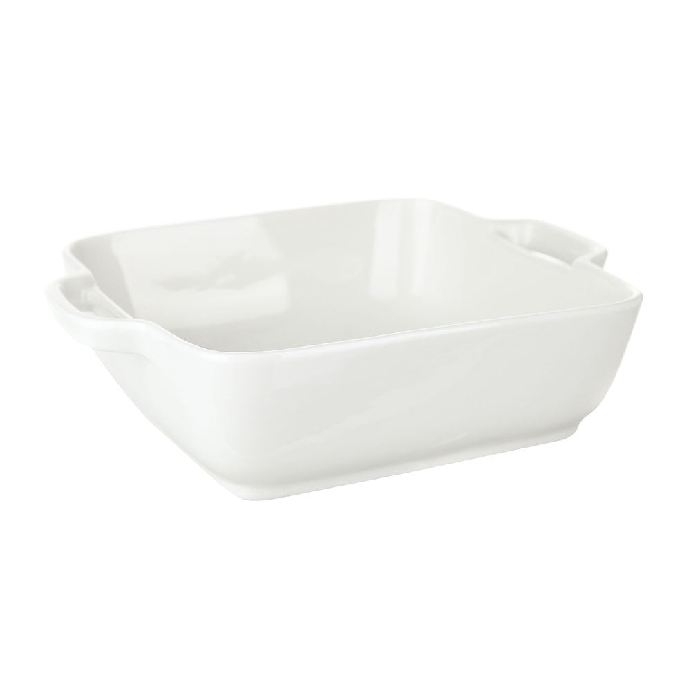 BAKER Porcelain Square Wht with Handles 20.4x16.8x5.5cm - Wheel&Barrow Home