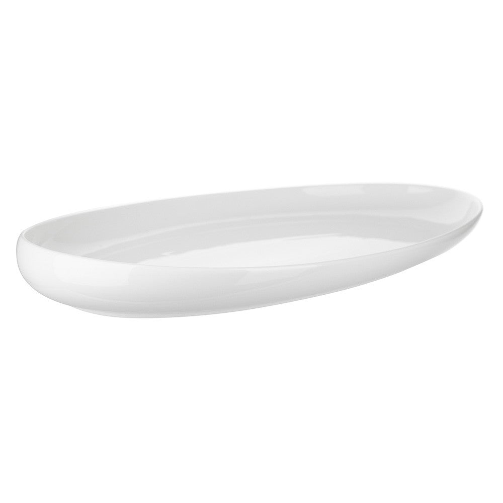 PLATTER Oval Porcelain White 48.5x29.2x5.5cm - Wheel&Barrow Home