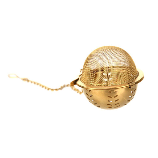 TEA STRAINER/INFUSER BALL Stainless Steel Gold Plated W Chain 4.5cm - Wheel&Barrow Home