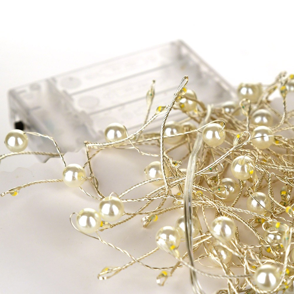 Beaded Rope Light Silver Pearl Bead String Lights – Wheel&Barrow Home