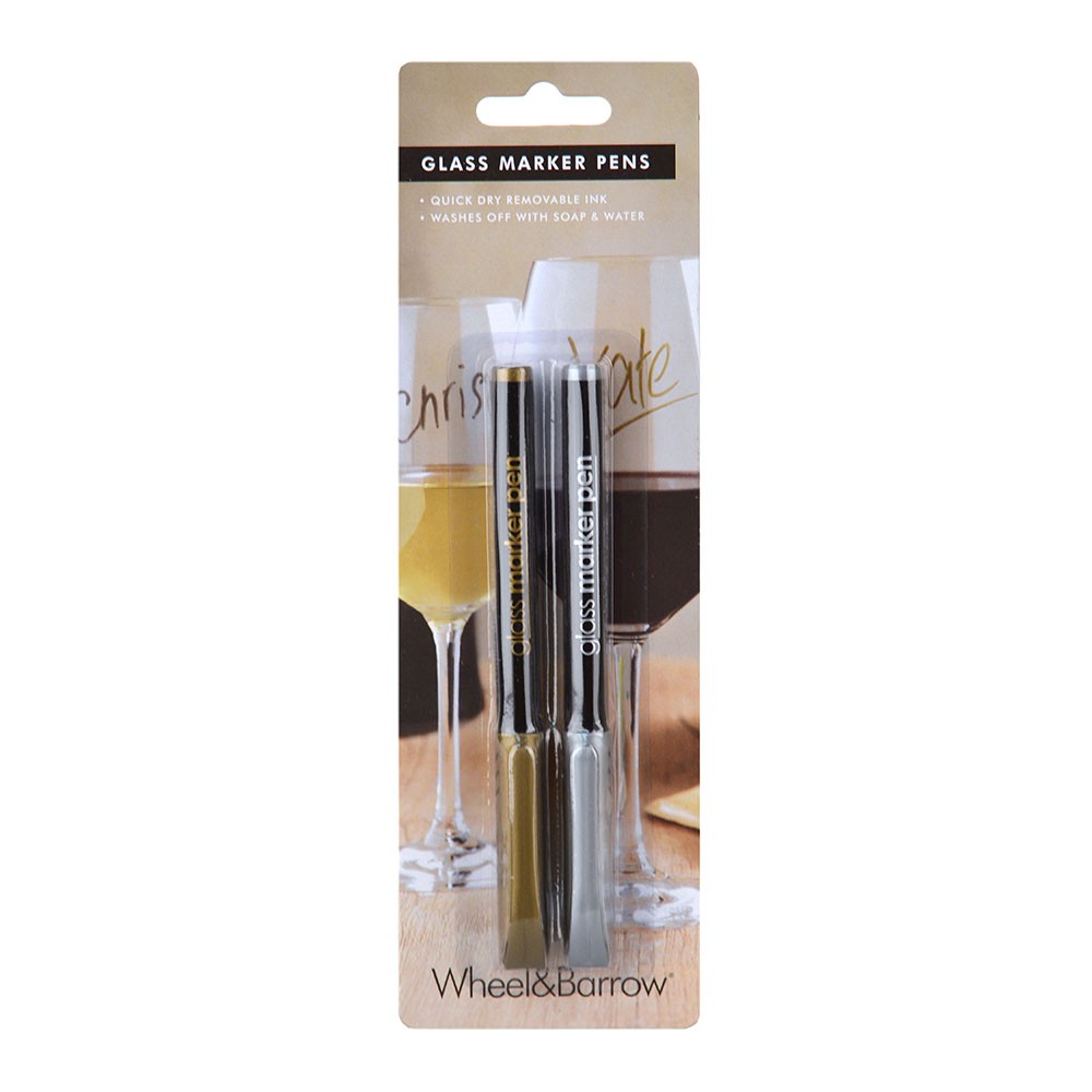 GLASS MARKER PENS SET/2 Gold/Silver - Wheel&Barrow Home