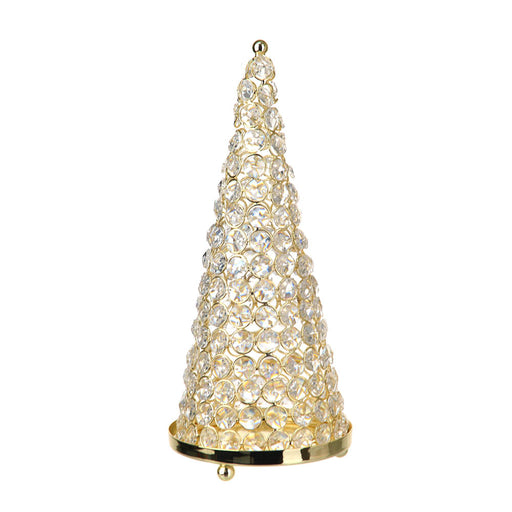 XMAS CONE Gold with Clear Crystals 26x10.75cm Small - Wheel&Barrow Home