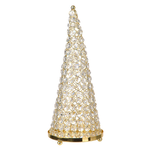 XMAS CONE Gold with Clear Crystals 36x12.75cm Large - Wheel&Barrow Home