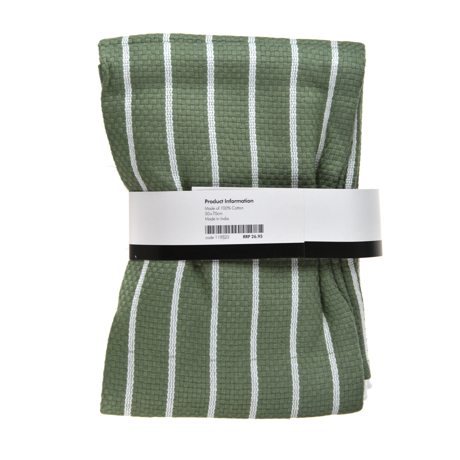TEA TOWEL set/4 Green/White Stripe 50x70cm - Wheel&Barrow Home
