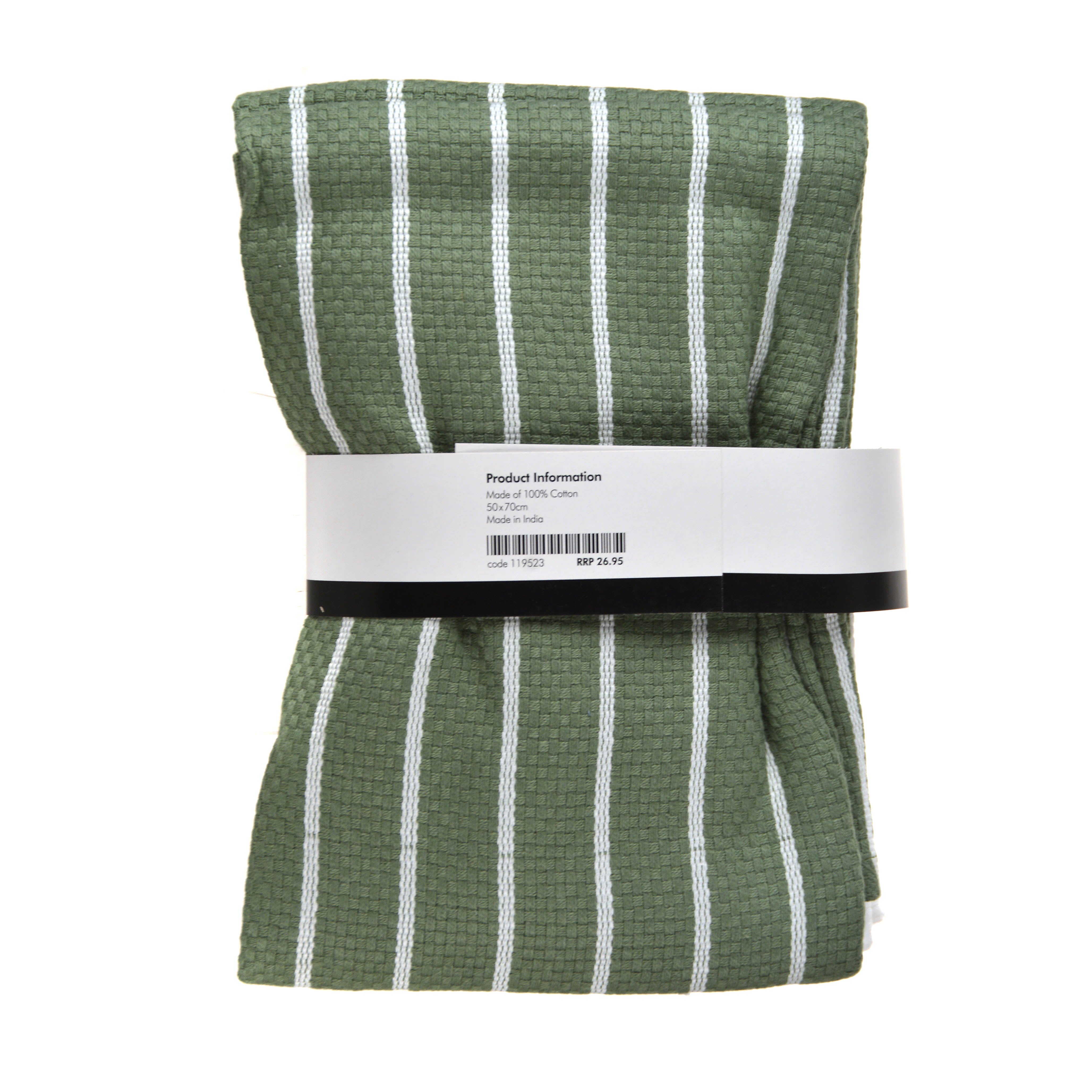 TEA TOWEL set/4 Green/White Stripe 50x70cm - Wheel&Barrow Home