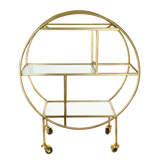 DRINKS TROLLEY Iron Round Matte Gold 80x70x30cm - Wheel&Barrow Home