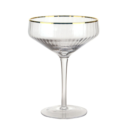 COUPE GLASS Optic Clear with Gold Rim 255ml - Wheel&Barrow Home