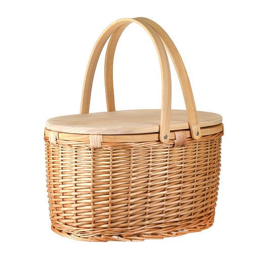PICNIC BASKET OVAL With Lid Natural 46x32x27cm - Wheel&Barrow Home