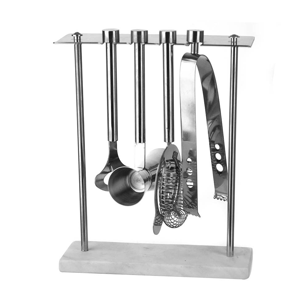 BAR TOOL SET Stainless Steel Mirror with Marble Base - Wheel&Barrow Home