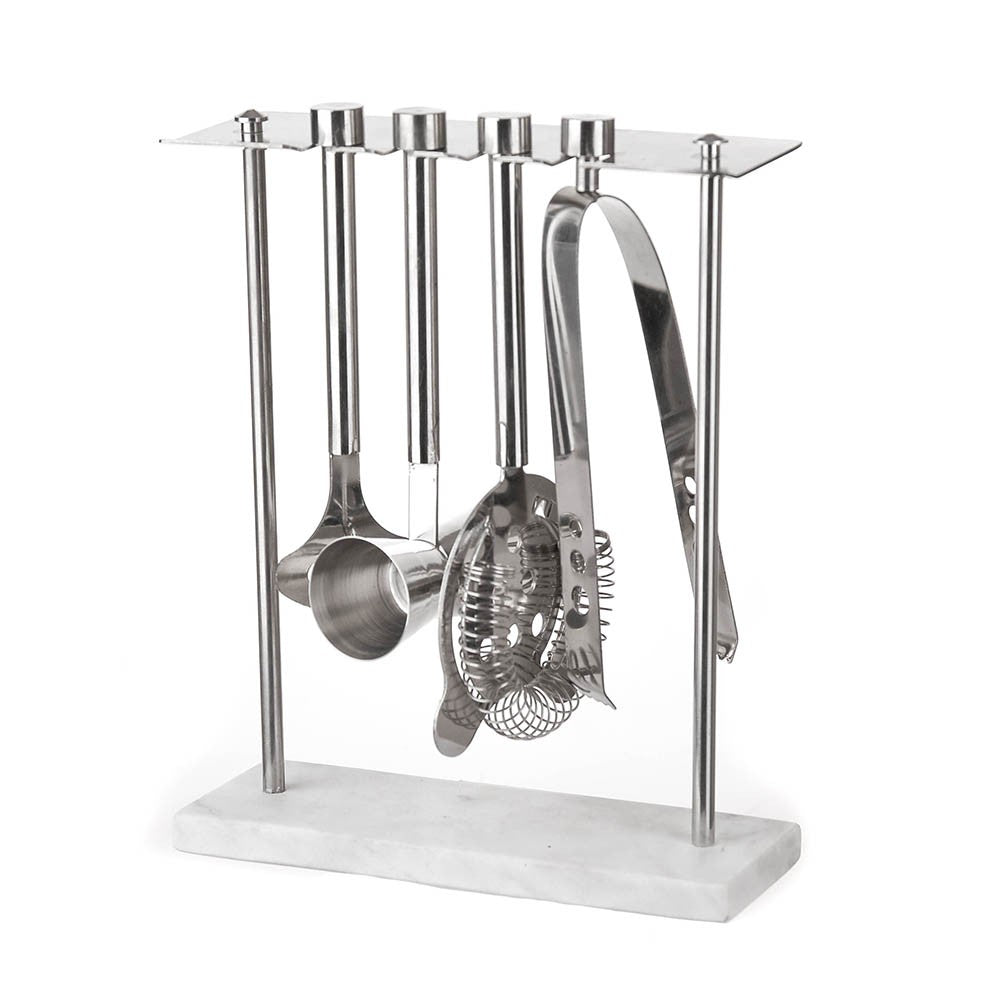 BAR TOOL SET Stainless Steel Mirror with Marble Base - Wheel&Barrow Home