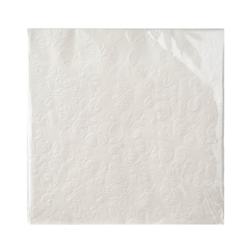 PAPER NAPKIN White Embossed 40cm Pk20 - Wheel&Barrow Home