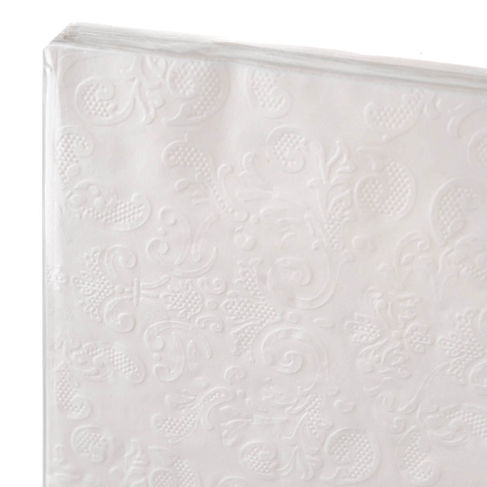 PAPER NAPKIN White Embossed 40cm Pk20 - Wheel&Barrow Home