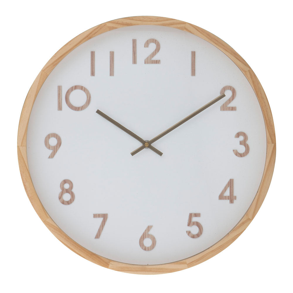 WALL CLOCK Leonard Natural/White 41.5x41.5x5.5cm - Wheel&Barrow Home