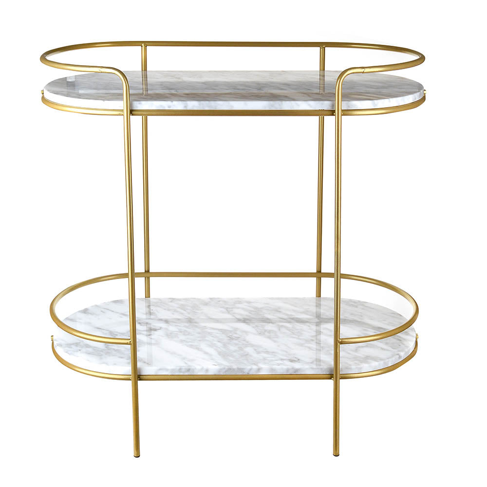 DRINKS TABLE Metal/Marble Gold 65.5x63cm - Wheel&Barrow Home