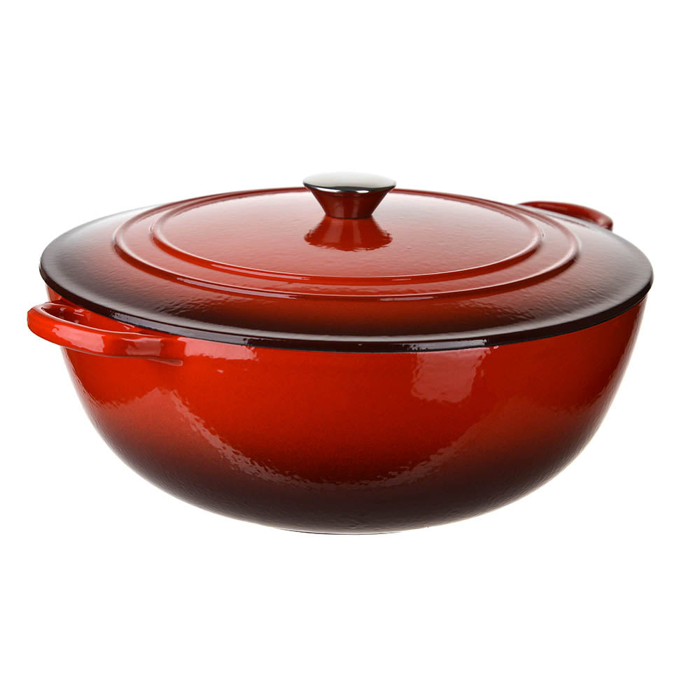 CASSEROLE POT Round Cast Iron Red 32.5cm 7L - Wheel&Barrow Home