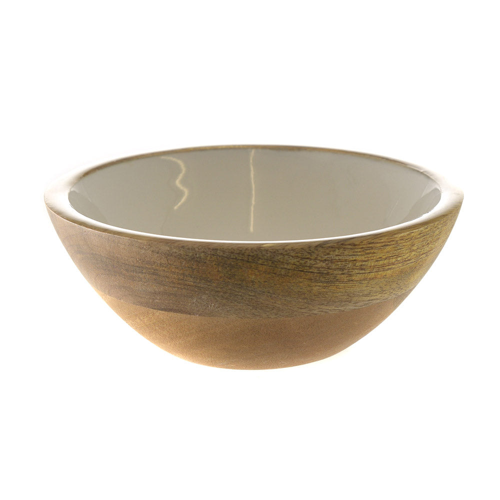 Mango Wood & White Enamel Bowl – Erika Reade Ltd