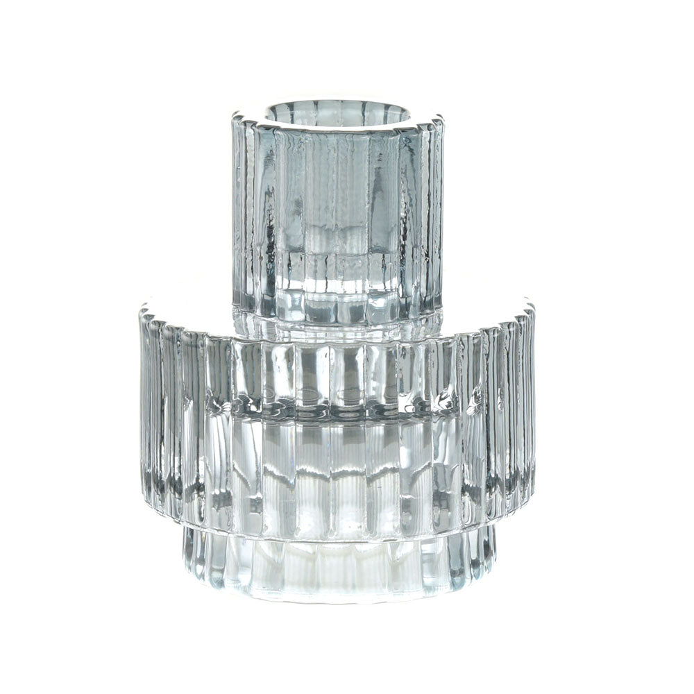 CANDLE HOLDER Glass Pale Blue 8.5x7cm - Wheel&Barrow Home