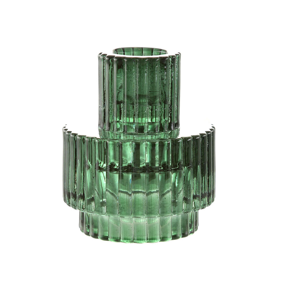 CANDLE HOLDER Glass Forest Green 8.5x7cm - Wheel&Barrow Home
