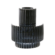 CANDLE HOLDER Glass Black 8.5x7cm - Wheel&Barrow Home
