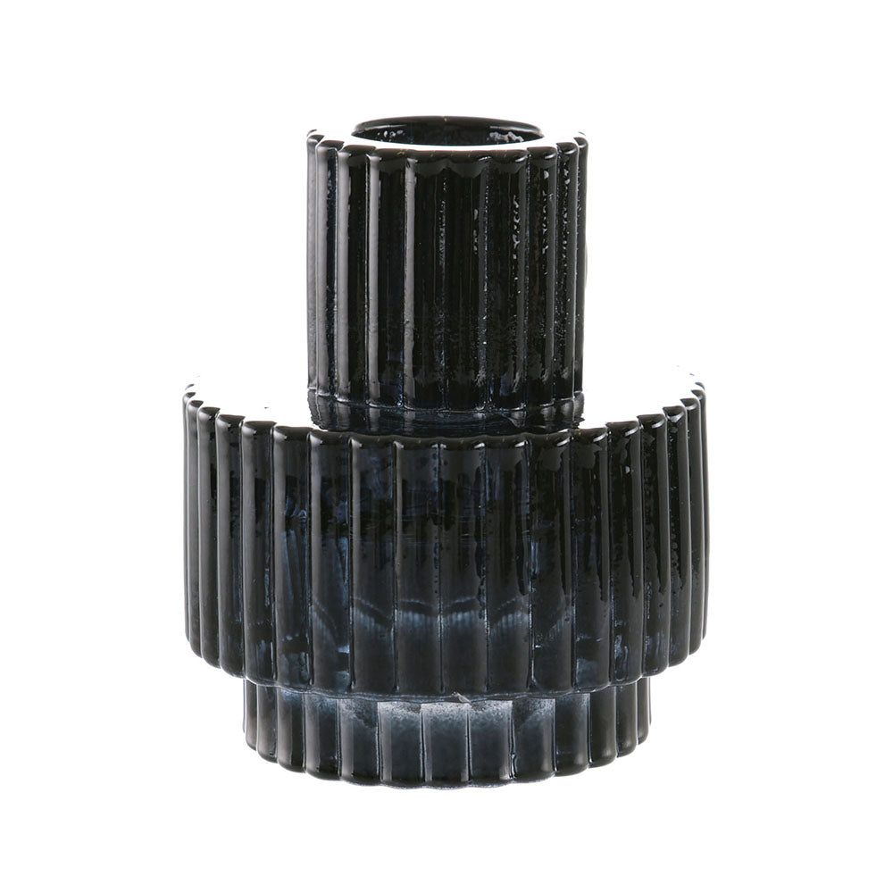 CANDLE HOLDER Glass Black 8.5x7cm - Wheel&Barrow Home