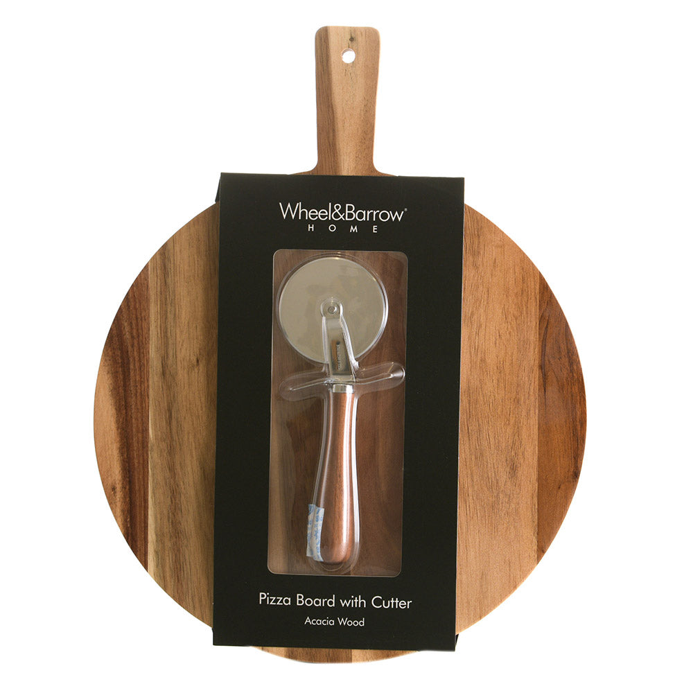 PIZZA SET Acacia Wood with Cutter 45cm - Wheel&Barrow Home