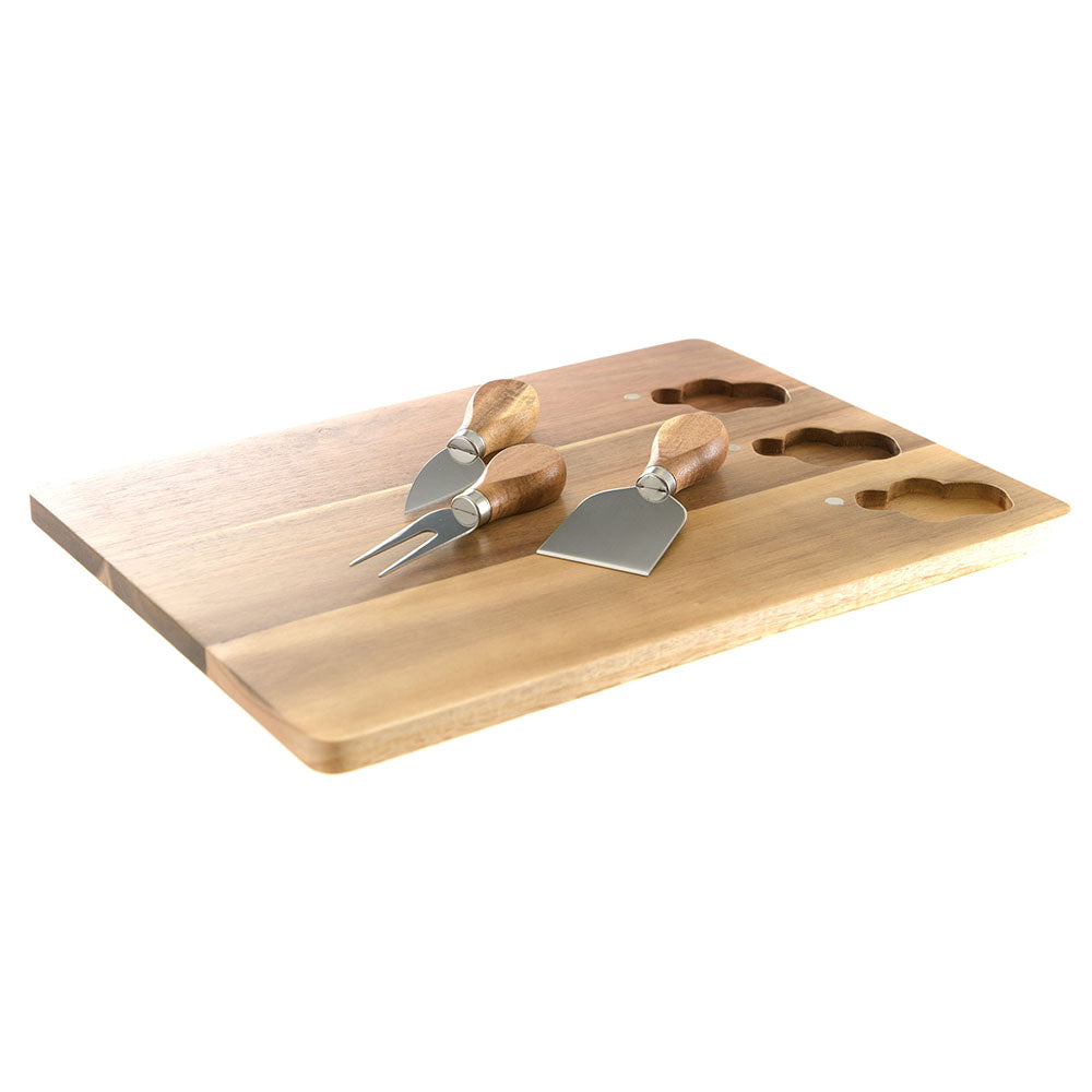 CHEESE BOARD KNIFE SET Acacia Wood 36x26cm - Wheel&Barrow Home