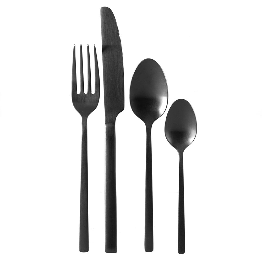 16 Piece Cutlery Set Black 18/10 Stainless Steel