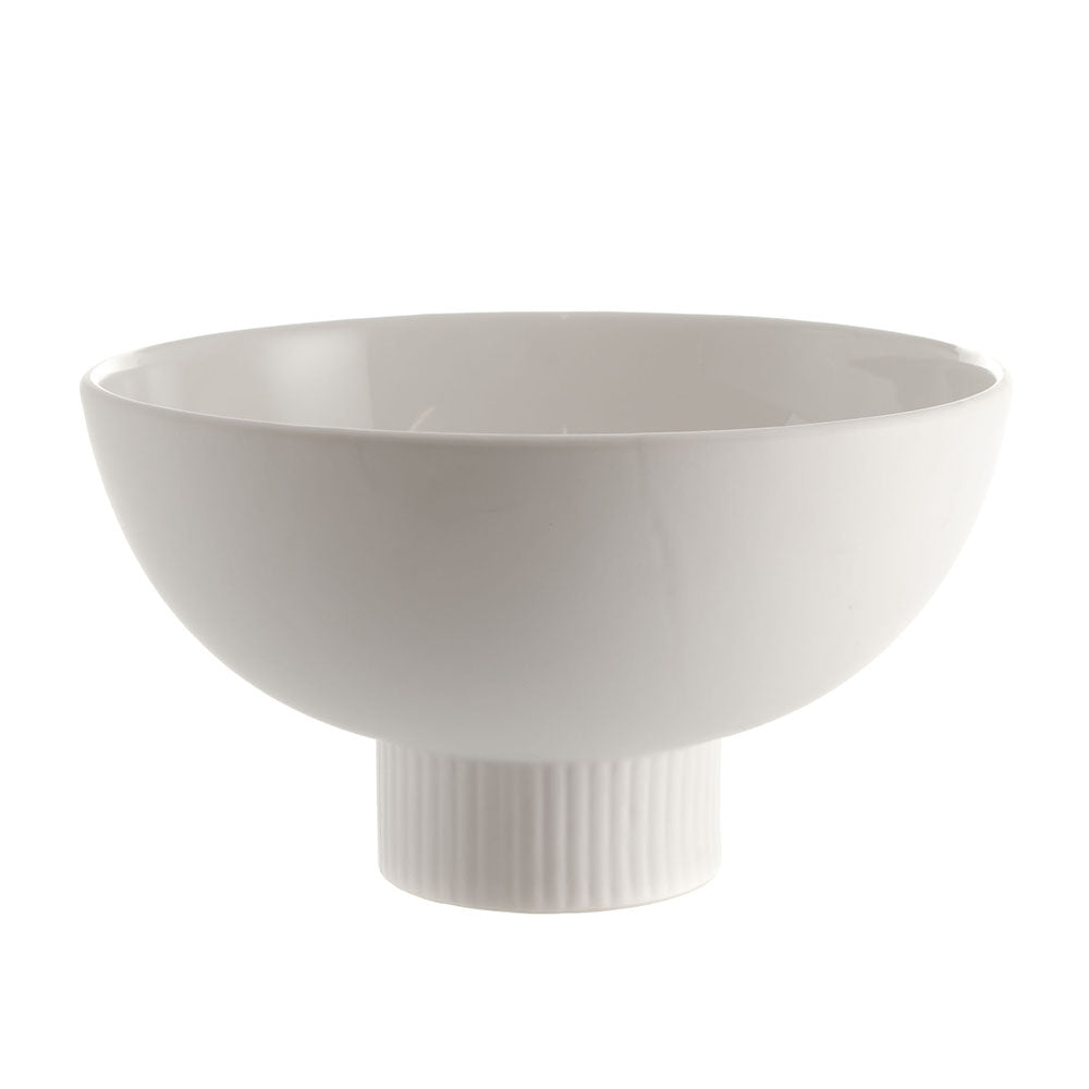 Vogue Footed Bowl Ribbed White 26x15cm