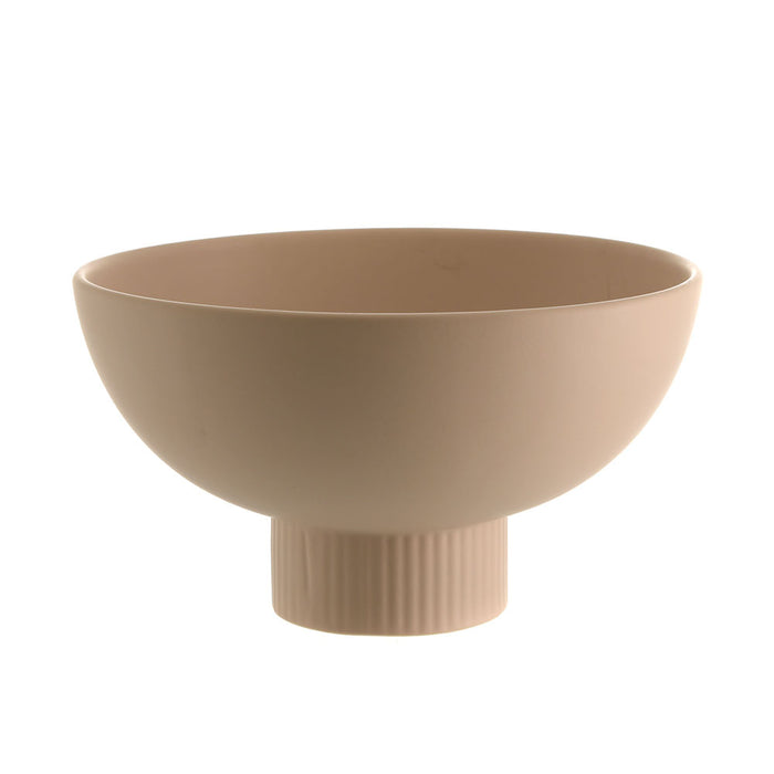 Vogue Footed Bowl Ribbed Beige 26x15cm
