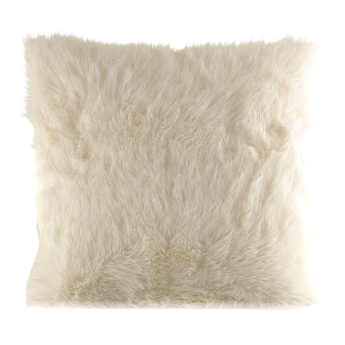 Faux Fur Cushion with Velvet Back White 50x50cm