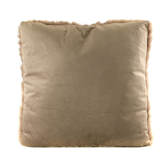 Faux Fur Cushion with Velvet Back Beige 50x50cm