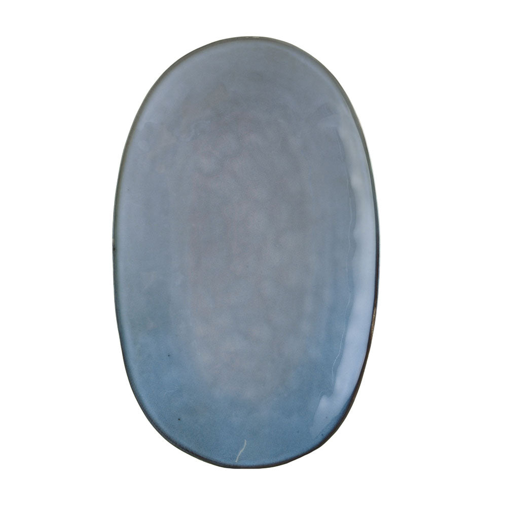 PLATTER Oval Stoneware LIght Blue 37x22.5cm - Wheel&Barrow Home