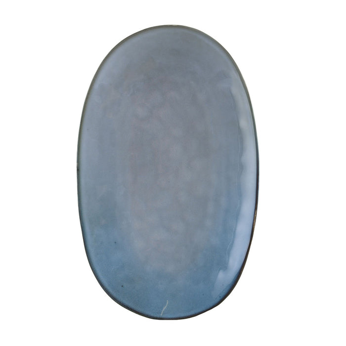 PLATTER Oval Stoneware LIght Blue 37x22.5cm - Wheel&Barrow Home