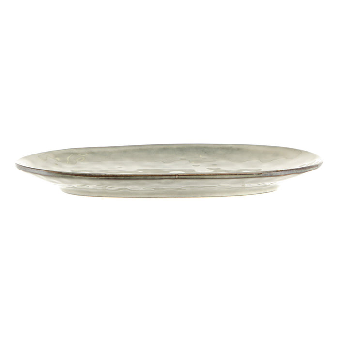 Stoneware Platter Oval Olive Green 31x18cm