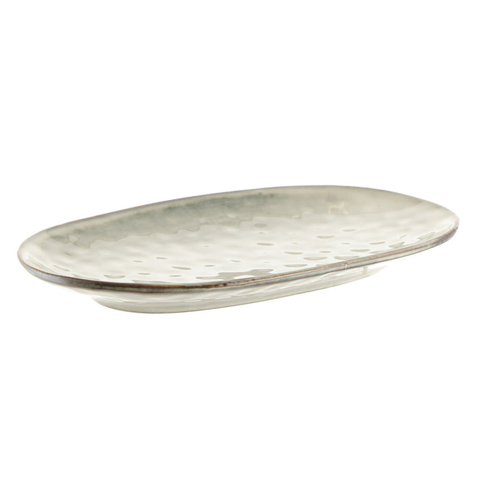 Stoneware Platter Oval Olive Green 31x18cm