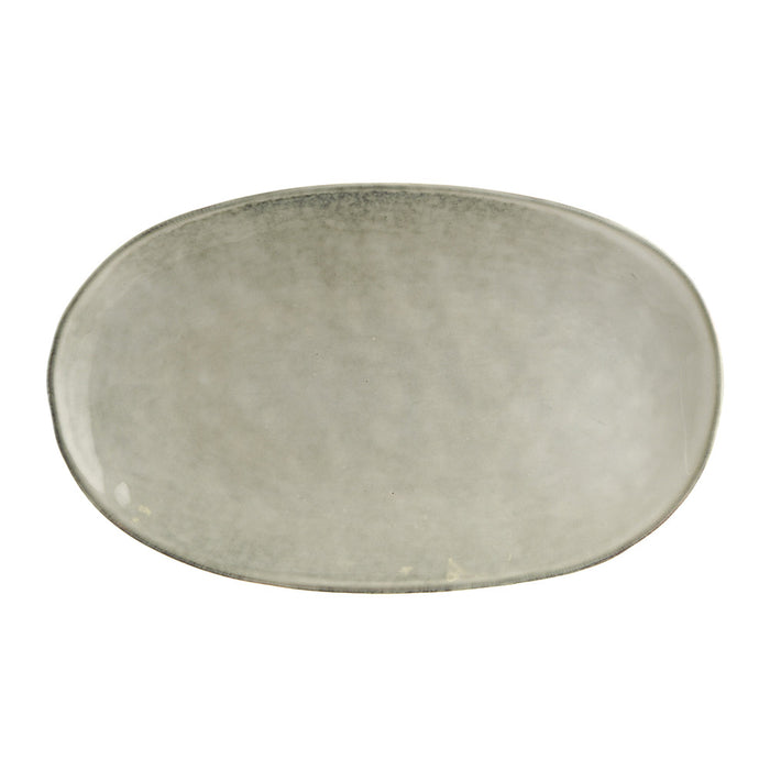 Stoneware Platter Oval Olive Green 37x23cm