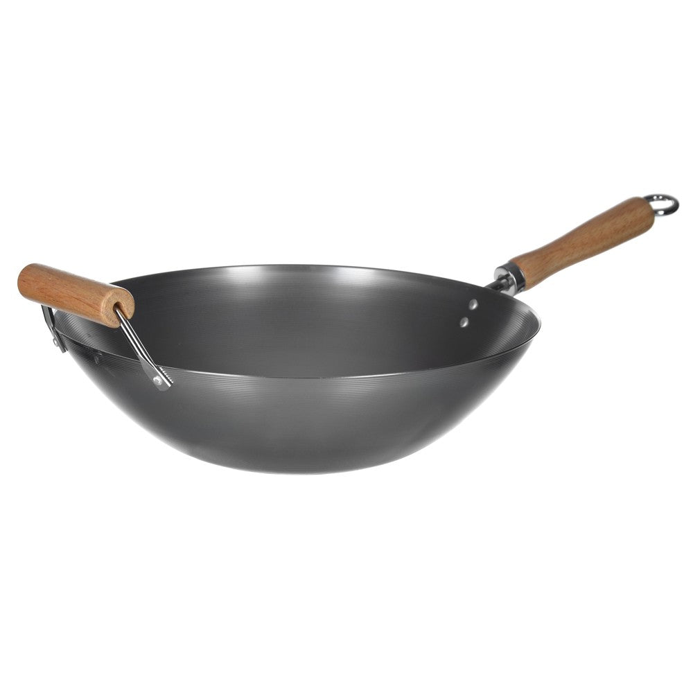 WOK Carbon Steel With Wood Handle 35cm