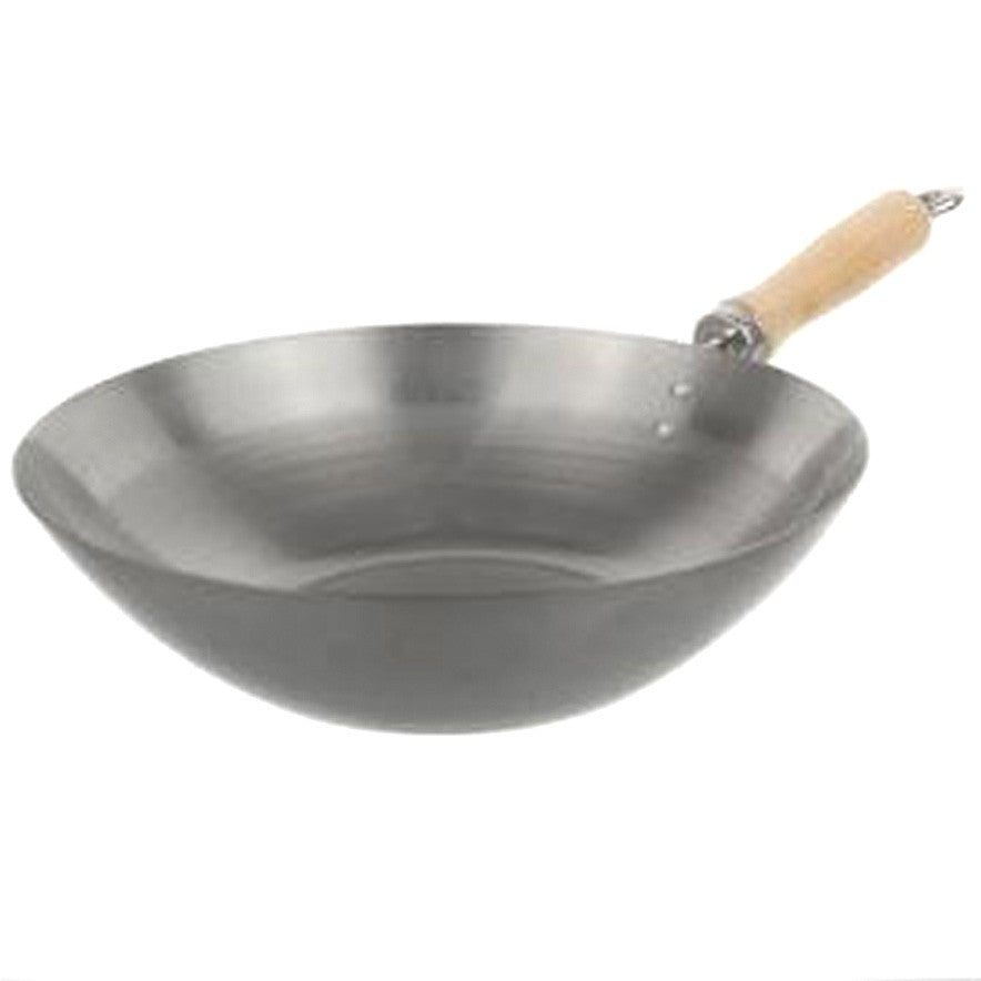 WOK Carbon Steel With Wood Handle 27cm - Wheel&Barrow Home